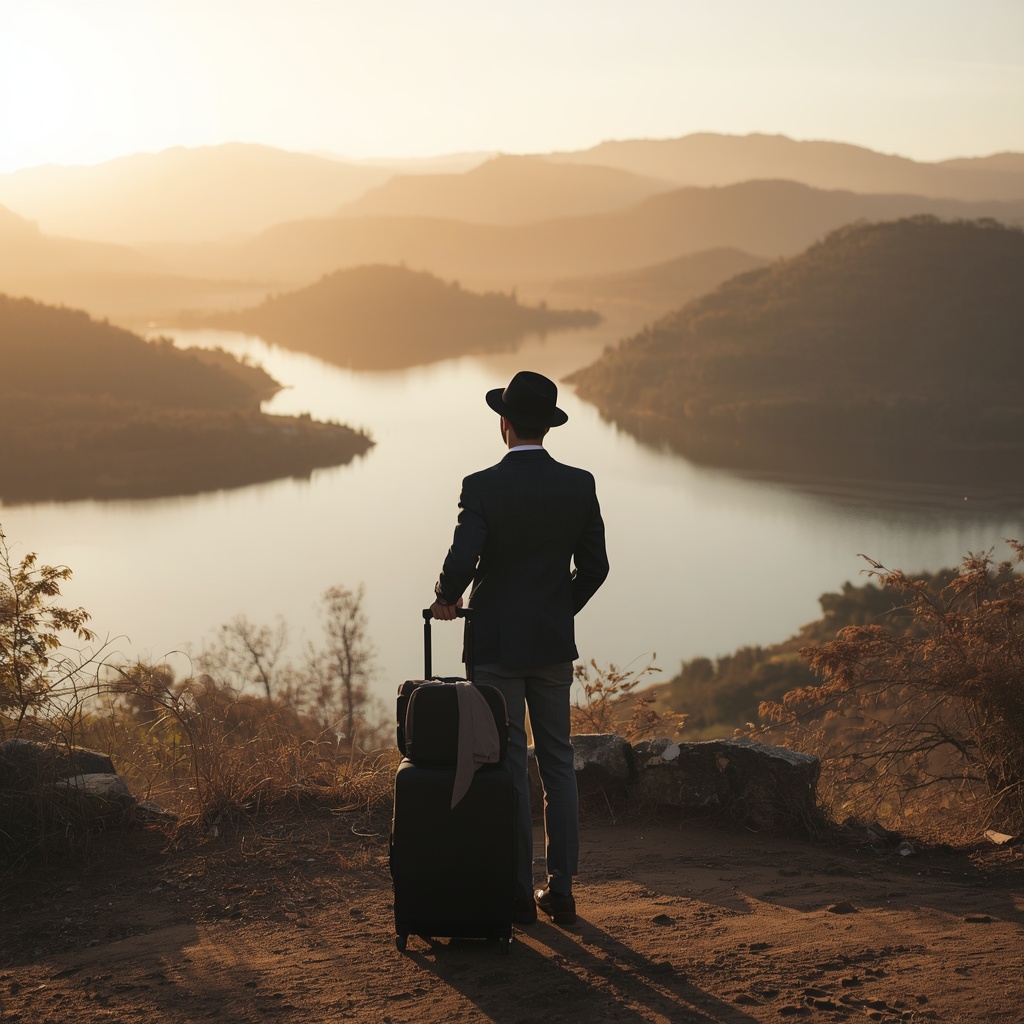 lucid origin protected journey across africa a confident traveler standing on a scenic viewpo 0