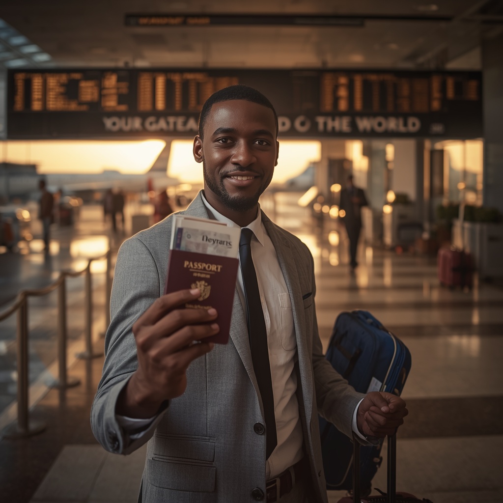 lucid origin your gateway to the world a confident african traveler at kigali international a 0